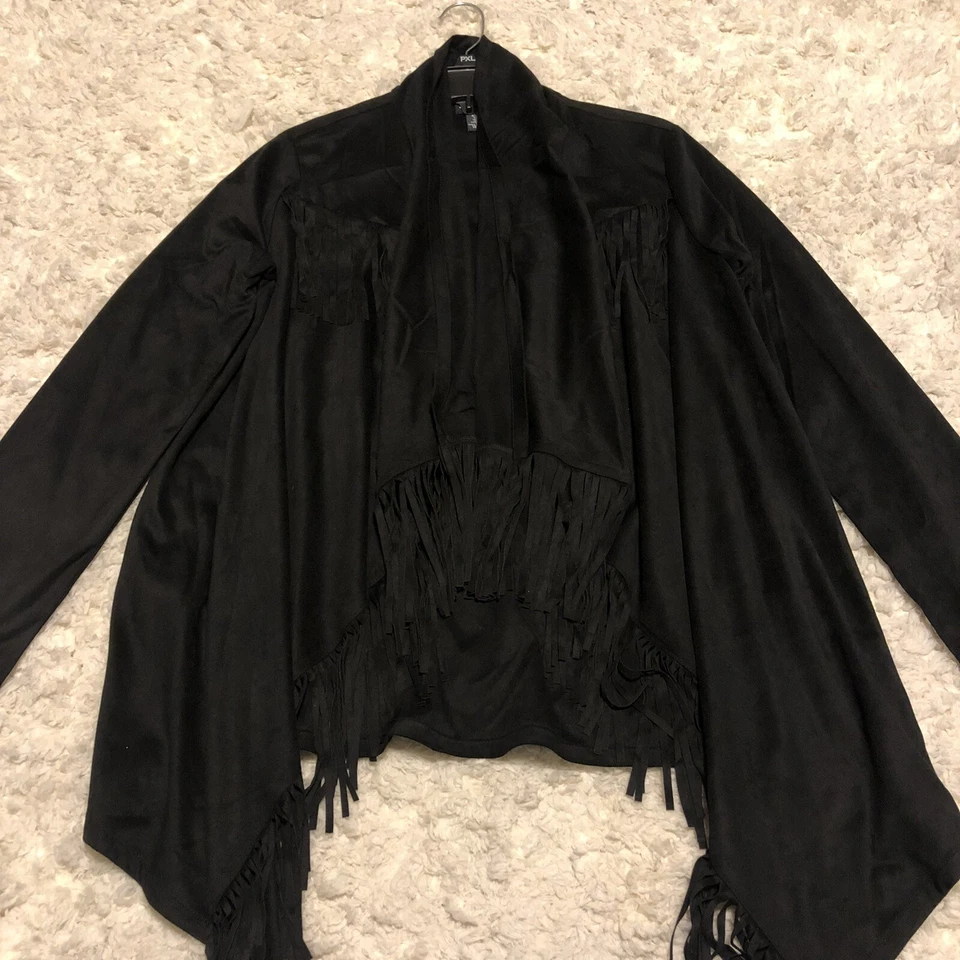 Cárdigan Suéter Wrangler Negro Para Mujer S Retro Flecos Vaquero Occidental Imitación Gamuza Foto 3 de 4