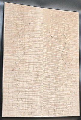 Figured 4A Curly Maple Droptop Glued Guitar Luthier Wood (20-3/4 x 15-1/4 x 7/16