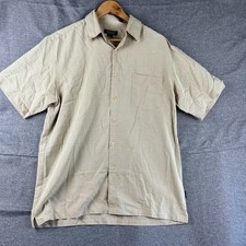 Yarra Trail Shirt Mens L Yellow Checker Collar Button Up Polyester Regular Adult