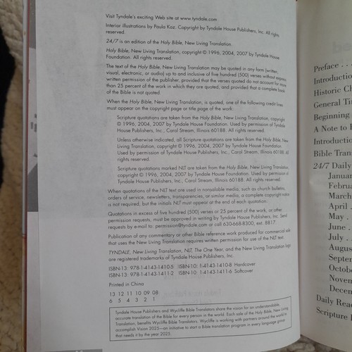 NLT 24/7 One Year Chronological Bible Daily Readings HB Tyndale House Publishers - Imagen 4 de 8