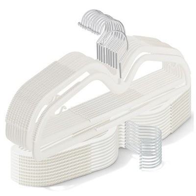 50 PCS Plastic Short Neck Hangers Beige AntiSlip Space Saving 360 Swivel