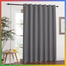 Grey Blackout Patio Sliding Door Curtains 84 inch Length, Grommet Room Divider T