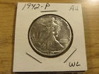 1942 P Walking Liberty Half Dollar AU raw coin