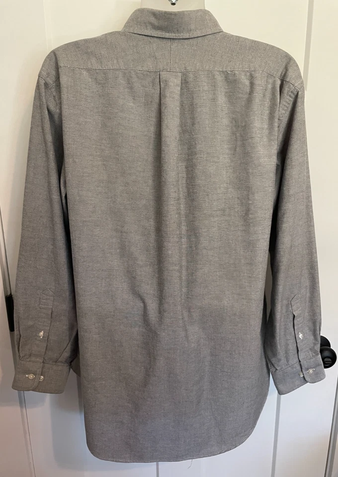 CAMISA DE VESTIR L.ANDS END para hombre con botones manga larga GRIS Oxford talla 17 1/2 x 34-35 Foto 3 de 4