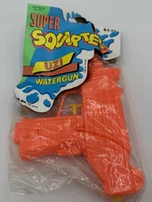 1989 JA-RU Super Squirter Uzi Water Gun NOS Vintage Toy Orange Sealed Package V