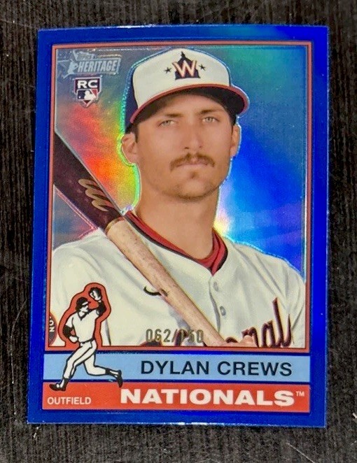 2025 Topps Heritage Chrome Blue Refractor #247 DYLAN CREWS SP RC Rookie! #d/150