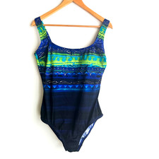 Longitude 80s 90s Criss Cross Back Multicolor Swimsuit 14