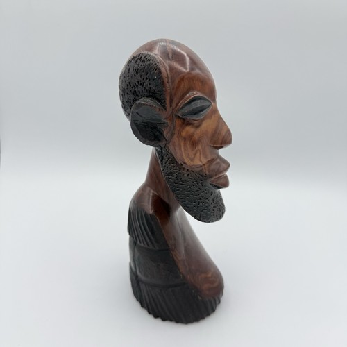Talla de madera tribal africana vintage de un hombre barbudo/palo de rosa - Imagen 2 de 7