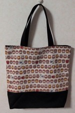 Handmade cotton tote bag  featuring a cat pattern