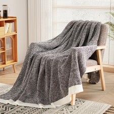 50x60 Inch Coffee Brown Throw Blanket Soft Reversible Cozy Knit Couch Bed