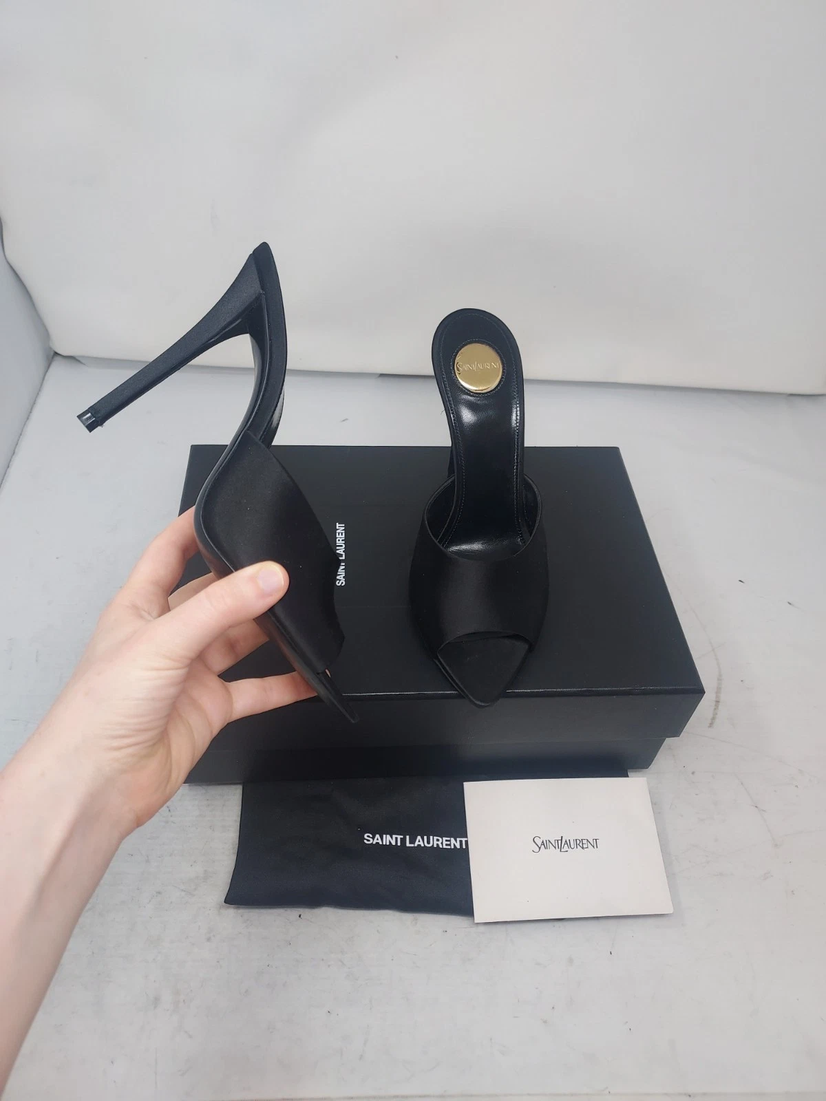 Saint Laurent — Saint Laurent YSL EU 38 US 8 WOMENS Black Goldie Mule Sandal