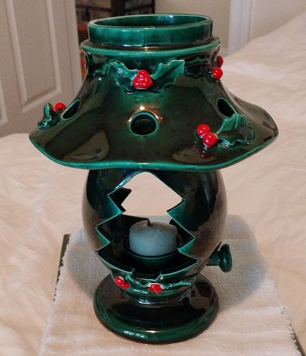 Linterna vela vintage Lefton Navidad acebo votivo/té luz años 50-60 Japón