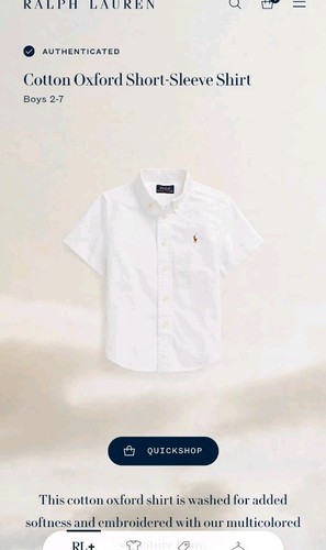 Polo RALPH LAUREN Button Front shirt Pony logo Big Boys Size 7 L XL White Oxford - Picture 7 of 11