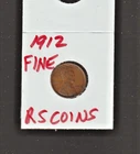 1912     FINE   LINCOLN  CENT     FINE   1912   /  RS COINS #47E  FREE SHIP