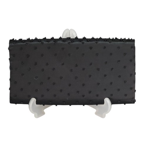 Vintage MM Kane Beaded Clutch Purse Black Satin Formal Special Event Hong Kong - Picture 2 of 21