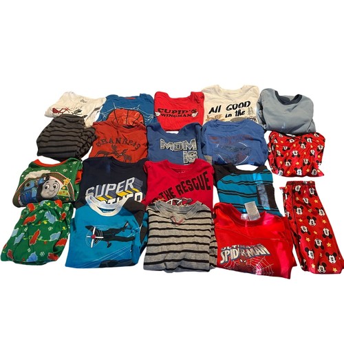 Lot of 12 long sleeve fall/winter shirts & 7 pieces of pj boys size 5/5T (#3)