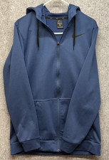 Nike Small Full Zip Hoodie Jacket Blue Black Logo Dri Fit