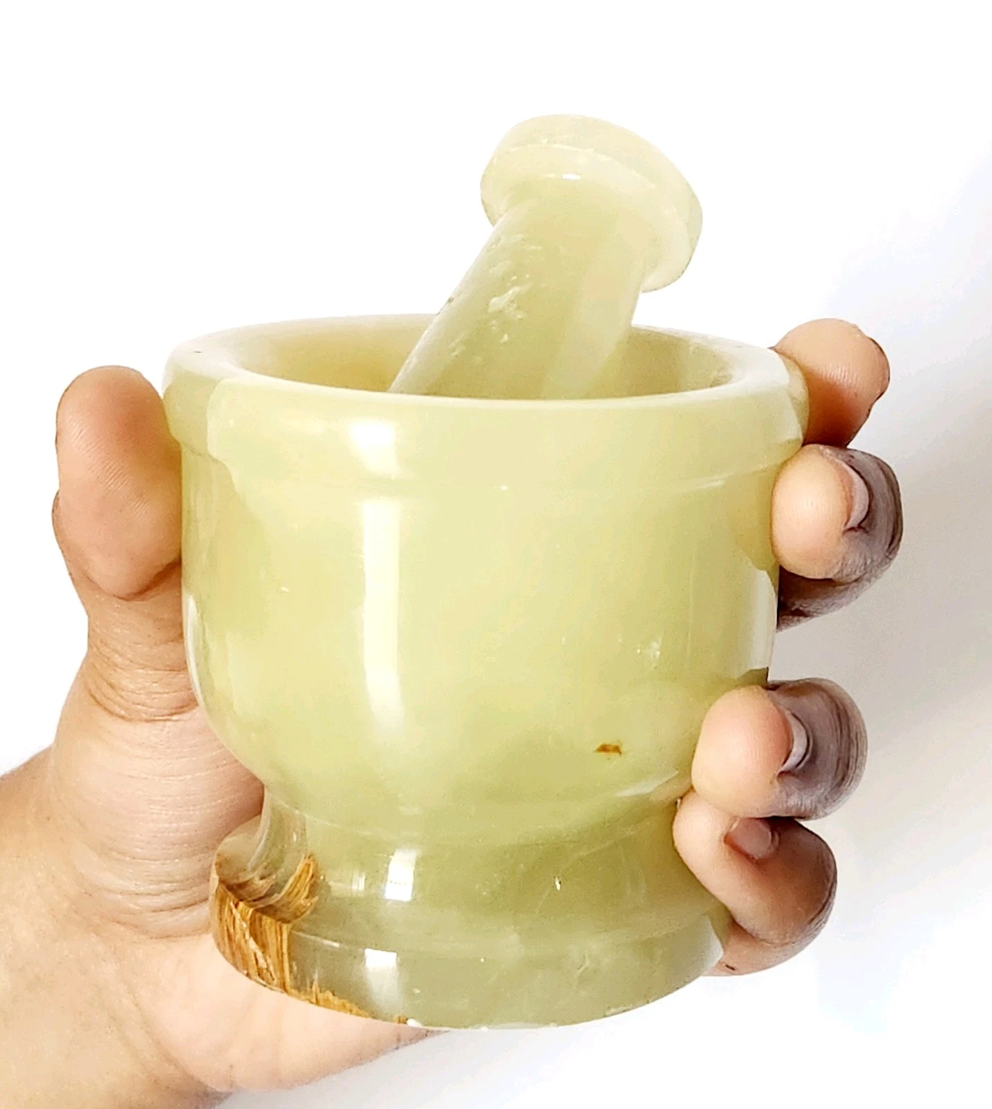 Vintage Natural Green Onyx Mortar & Pestle