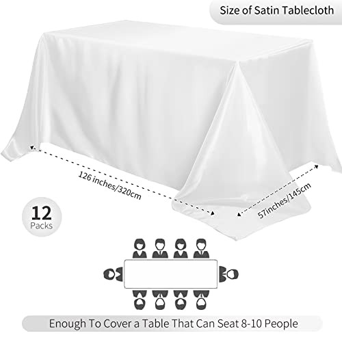 12 Pack Satin Tablecloth Wedding Rectangle Tablecloth Bright Silk Tablecloth - Picture 4 of 7