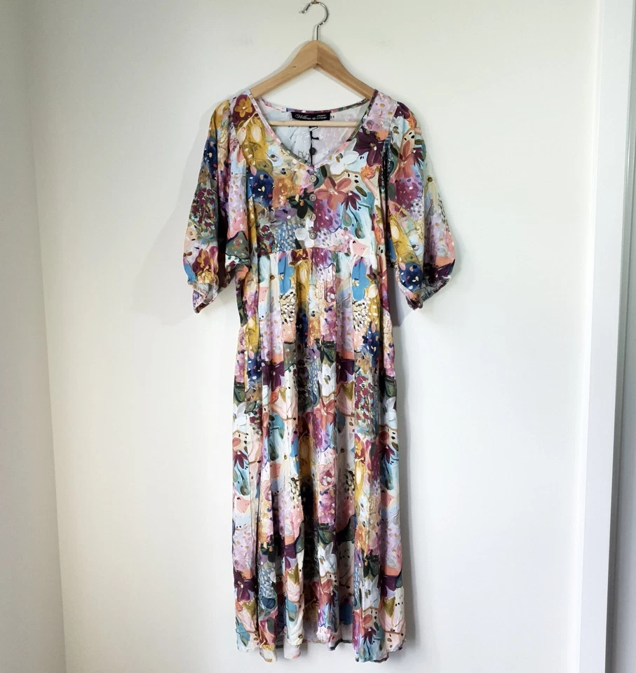 Willow & Tree BNWT Women's Size 10 Colourful Floral Print Casual Midi Dress - image 2 of 4
