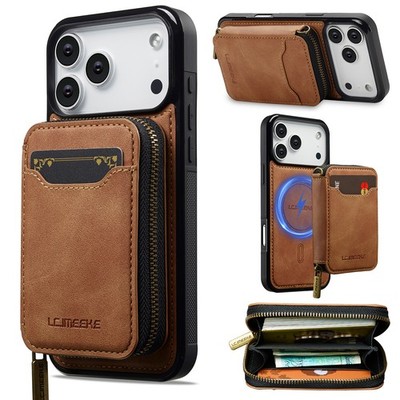 For iPhone 17 Pro Max 16 15 14 13 Detachable Magnetic Case RFID Blocking Wallet