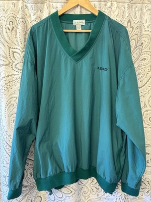 Vintage 1990s green IZOD Golf windbreaker jacket with zipper pockets Men s Large