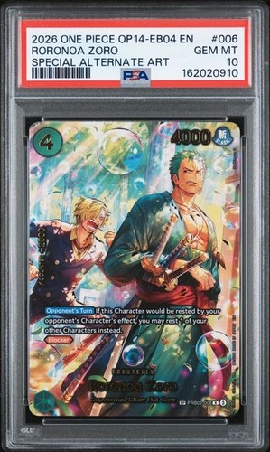 Roronoa Zoro PSA 10 GEM MT 2026 One Piece OP14 EB04 EN Special Alternate Art 006