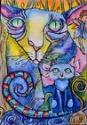 ACEO Original Painting OOAK - Cats In Fairy Land - Cat - Bartshe — photo 2