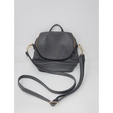 A New Day Gray Mini Backpack Crossbody Faux Leather Gold Hardware