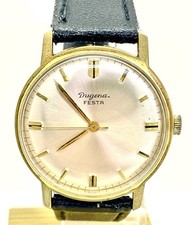 DUGENA FESTA VINTAGE WATCH GOLD 60S 70S Handaufzug Uhr manual wind-- LÄUFT!!