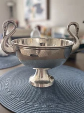 Vintage William Adams Towel Silver-plate Swan Bowl