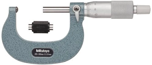 Mitutoyo 115-116 Spherical Face Micrometer  Ratchet Stop  25-50mm Range  0.01mm