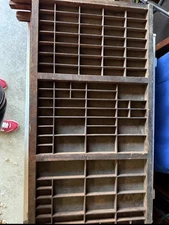 Antique Wooden Printer Drawer Letterpress Type Tray Shadowbox 32"