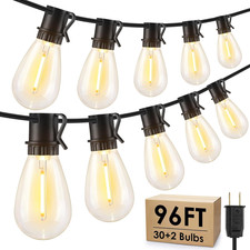 96FT LED Outdoor String Lights, Waterproof Patio Lights with 30 2 2700K Dimmable