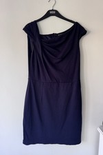 MANGO Suit Navy Blue Sleeveless Lined Shift Dress Size 12