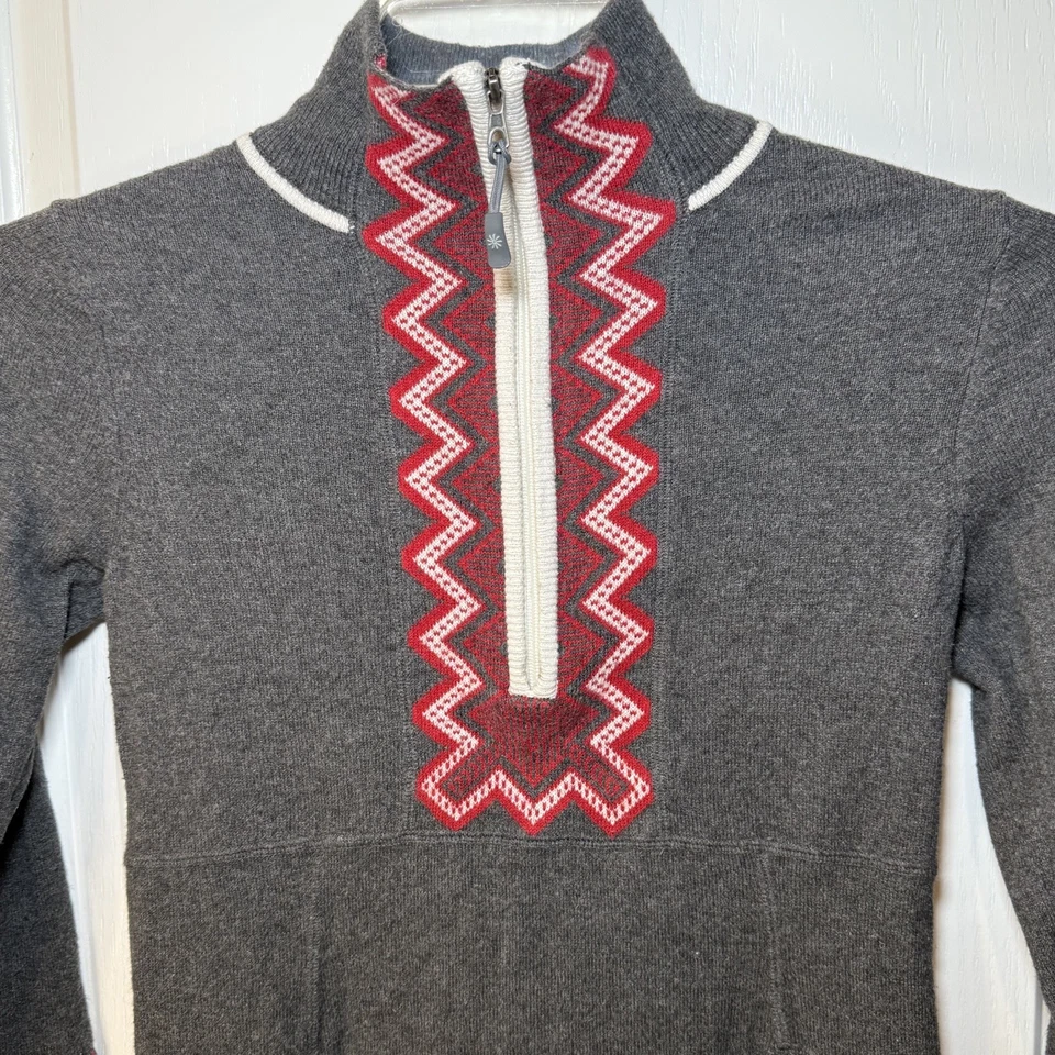 Athleta Alps снег Cat свитер платье красный/серый L-рукава карман кашемир смесь S - Изображение 3 из 4