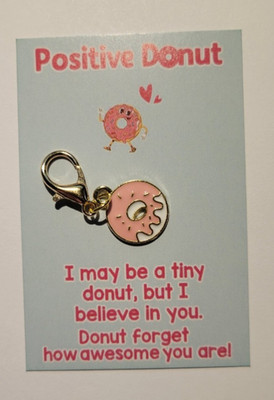 Pocket Hug ~ Positive Donut ~ Pink / White ~ Comfort ~ Anxiety ~ Keychain
