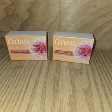 2 Bar Caress Daily Silk Bar Soap Floral Oil Essence White Peach & Orange Blossom