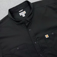 Carhartt Button Down Shirt Men's 4XL Black Canvas SS Rugged Relaxed Fit 102537