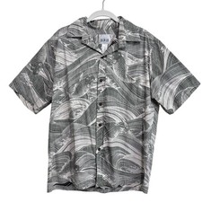 VTG Mens Hawaiian Aloha Shirt M Koi Fish Asian Waves Ocean Beach Reverse Print