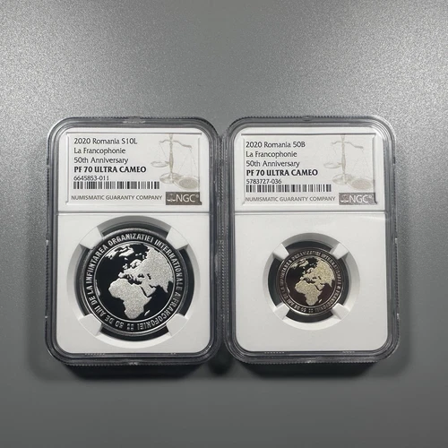 Romania 10 lei & 50 bani 2020  NGC PF70 TOP POP La Francophonie