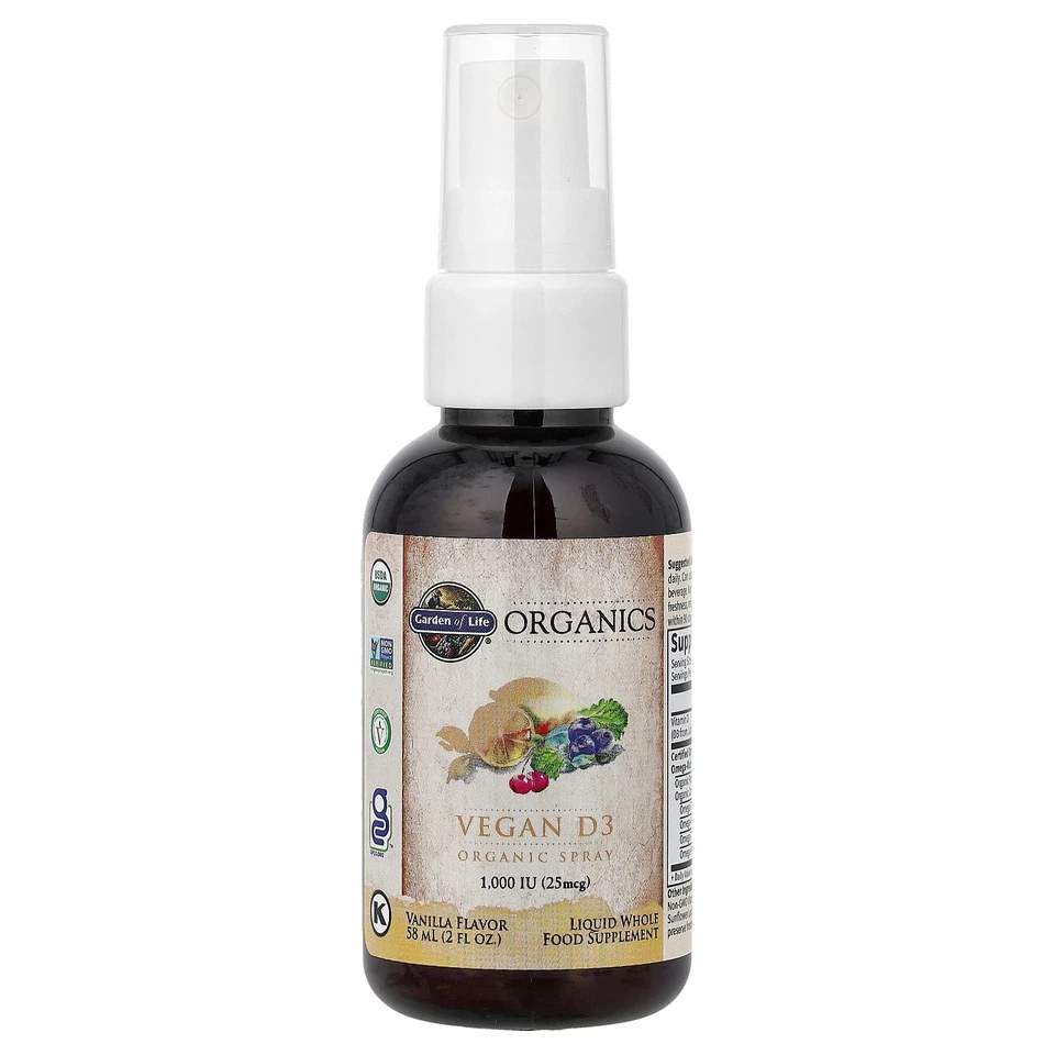Spray orgánico Vegano D3, vainilla, 2 fl oz (58 ml) Foto 3 de 3