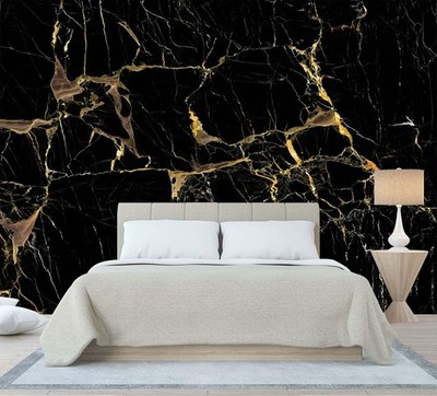 Black Golden Marble Wallpaper Abstract Stone Texture Wall Mural Living Room B...