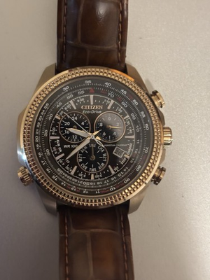 #ad Citizen Eco Drive 48mm Rose Gold Case with Brown Leather Buckle Men $250.00