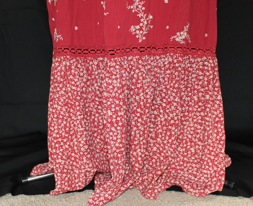 Women's Beyond The Radar Size L Red Floral Cap Sleeve Hi-Low Ruffle Maxi Dress - Picture 12 of 16