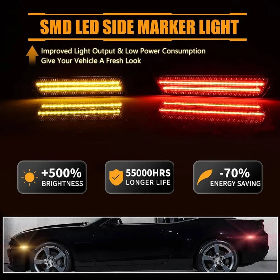 Luces LED delanteras traseras laterales LED para Chevrolet Camaro 2010 2012 2013 2014 2015 Foto 3 de 4