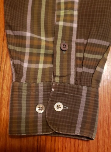Burberry London Shirt Mens Xtra Large Plaid ButtonDown Brown Purple Green Orange - Picture 5 of 8