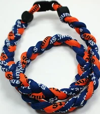 Wholesale Lot of 12 20" Orange Navy Blue Titanium Sports Baseball Necklaces