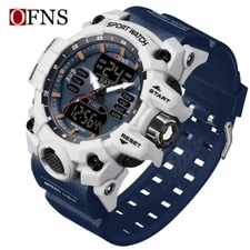 OFNS Top Dual Display Men Watches Waterproof Sports Watch Military Man Alarm ⌚