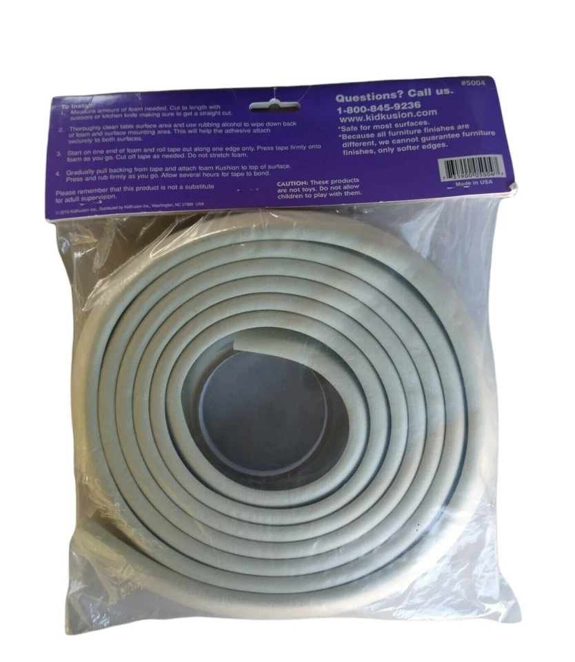 Cojines de borde para niños pequeños Kidkusion, blanco roto, 12' | Cojín de seguridad; caja fuerte para muebles Foto 3 de 3